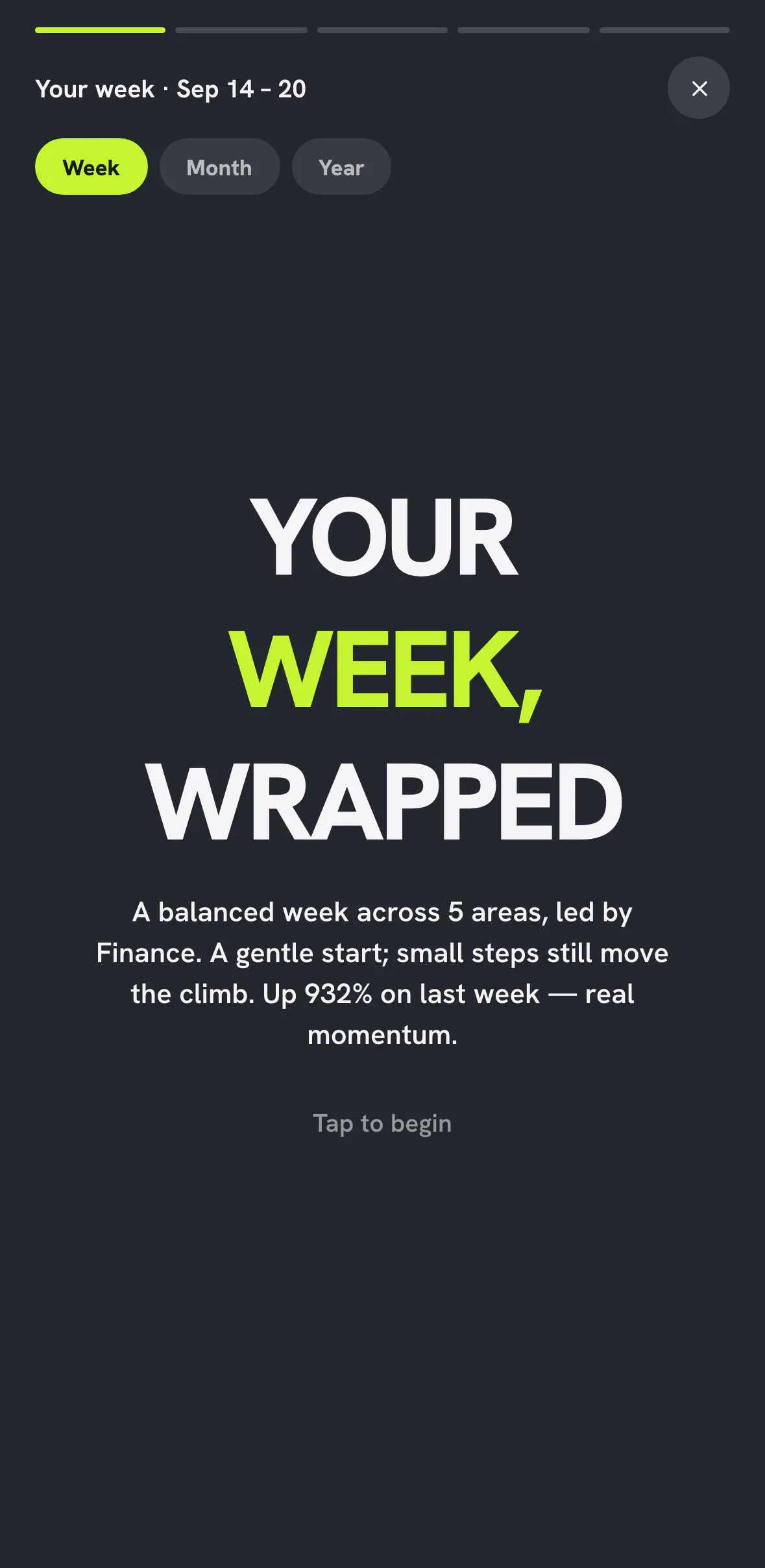 Weekly Wrapped intro story slide.